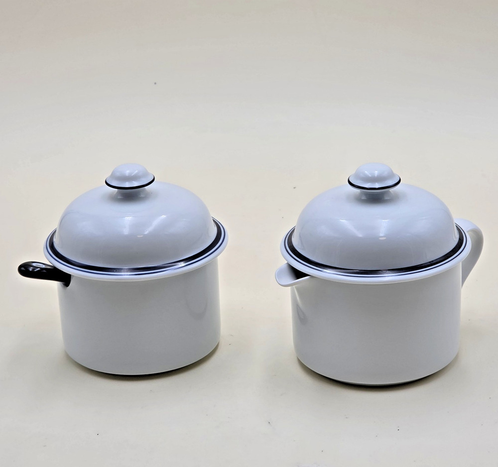 Dansk Bistro Christianshavn Blue Ceramic Lidded Creamer and Sugar Set with Spoon